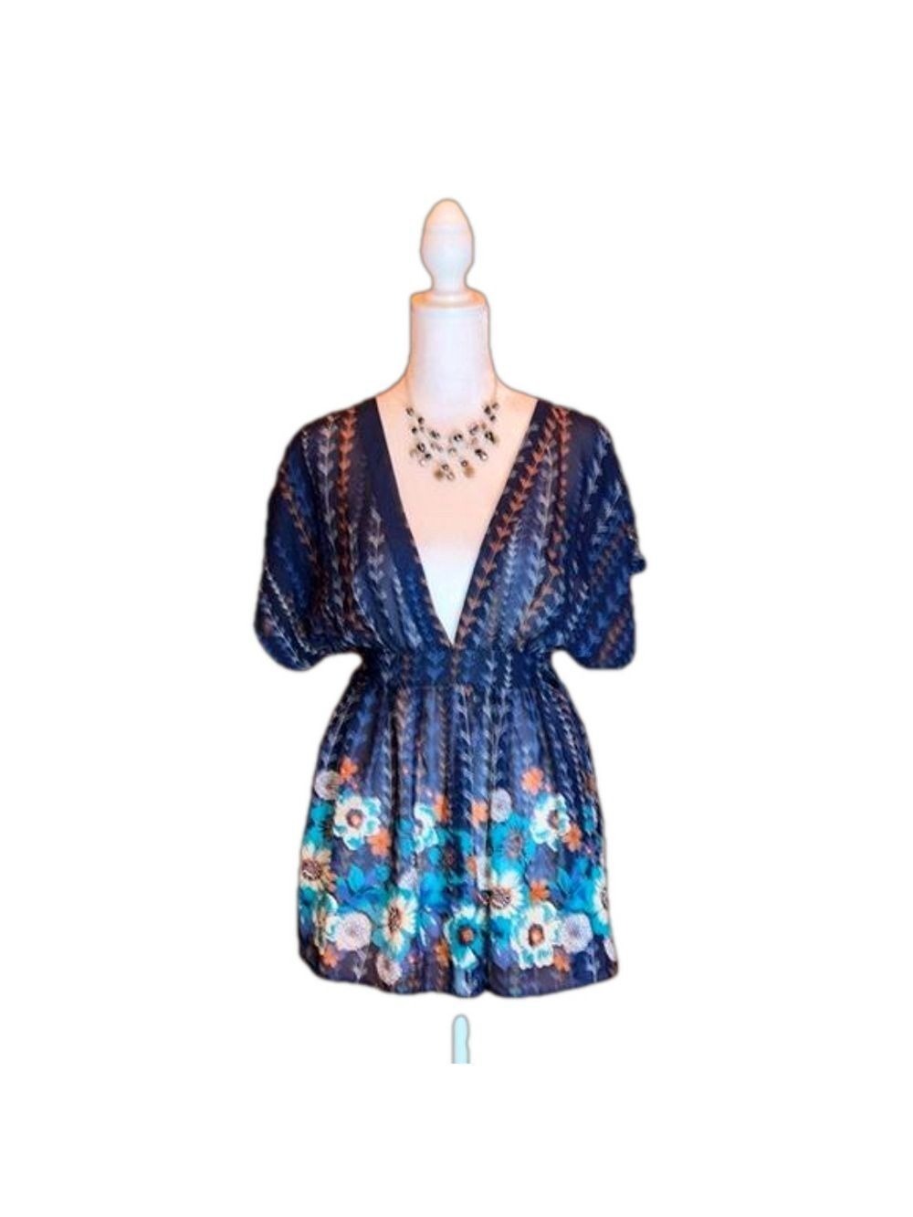 XHILARATION Sheer Floral Print Pull Over Blouse Size M